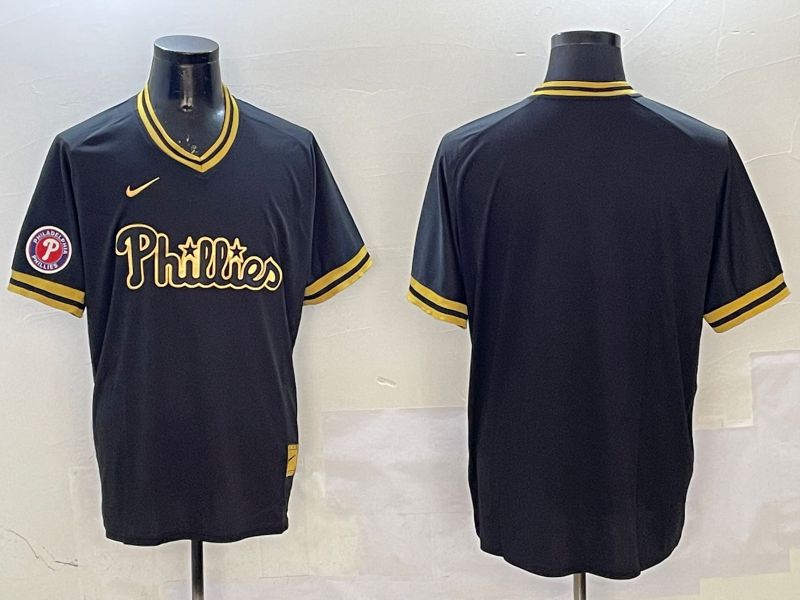 Men Philadelphia Phillies Blank Black Gold Game 2025 Nike MLB Jersey style 2